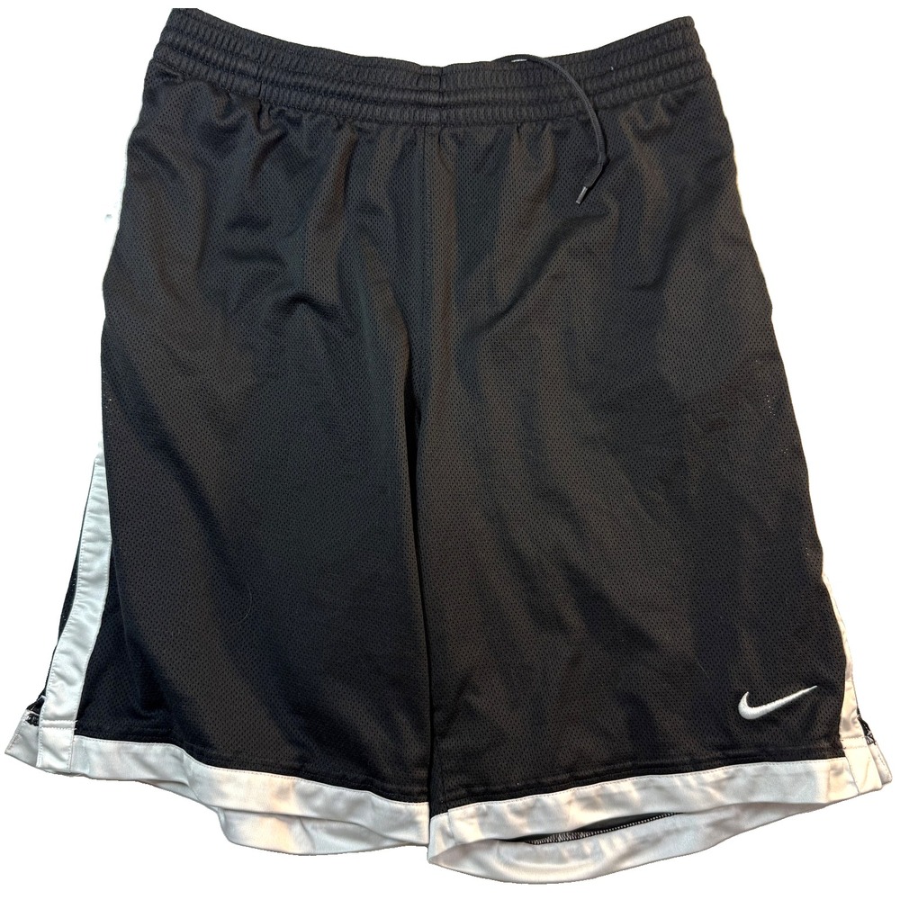 Nike Basketball Shorts Y2K Mens M Black White Mesh Baggy Athletic Retro Gym